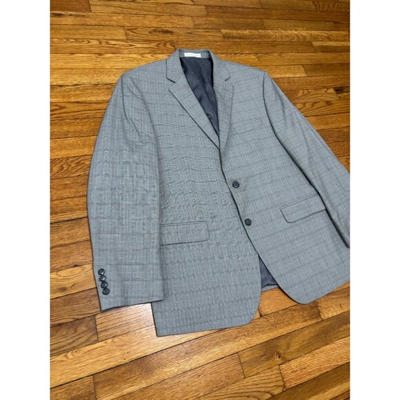 Perry Ellis Portfolio Mens Blazer Jacket Sz 44R Gray Glen Check 2 Btn Sport Coat - Picture 3 of 7